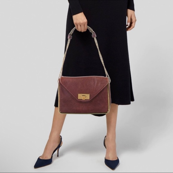 Chloe Burgundy Python and Suede Medium Sally Shoulder Bag